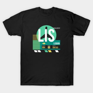 Lisbon (LIS) Airport // Retro Sunset Baggage Tag T-Shirt